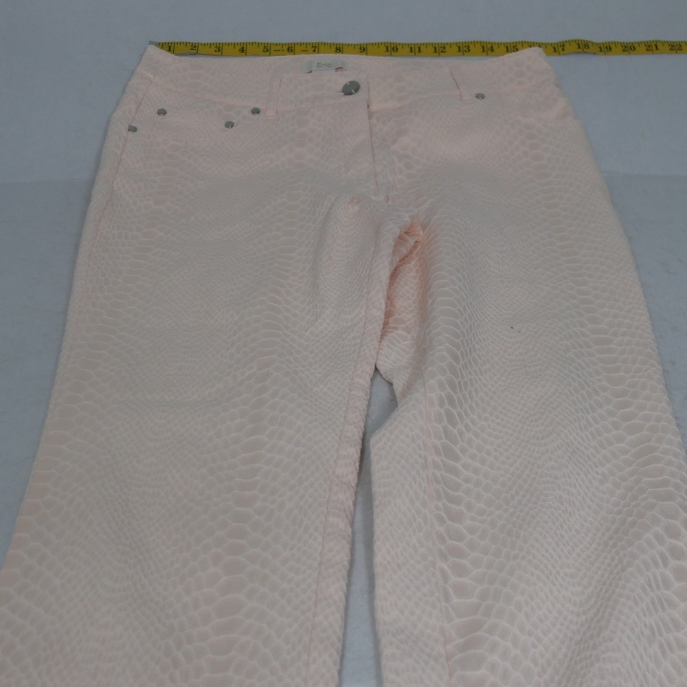 Eric Womens Pants 12 Pink Snakeskin Textured Pastel Reptile Print Edgy Jacquard